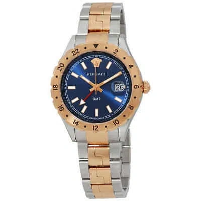 Pre-owned Versace Hellenyium Gmt Blue Dial Men's Watch V11060017