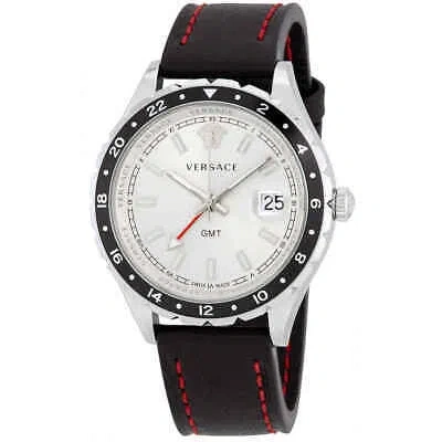 Pre-owned Versace Hellenyium Gmt Silver Dial Men's Watch V11070017