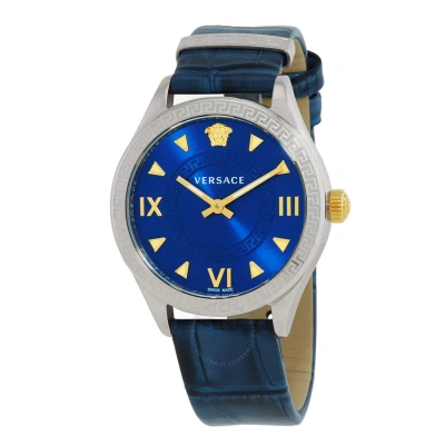 Versace Hellenyium Quartz Blue Dial Ladies Watch Ve2s00122 In Blue / Gold Tone