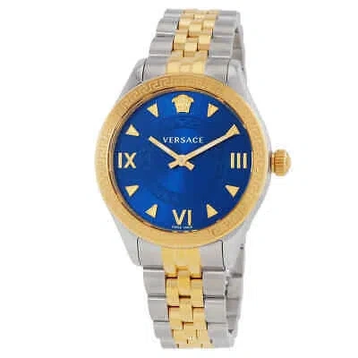 Pre-owned Versace Hellenyium Quartz Blue Dial Two-tone Ladies Watch Ve2s00522