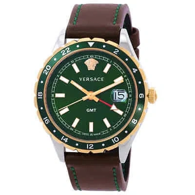 Pre-owned Versace Hellenyium Quartz Green Dial Men's Watch V11090017
