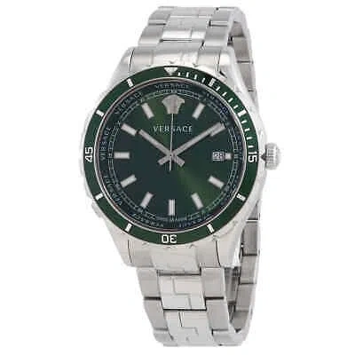 Pre-owned Versace Hellenyium Quartz Green Dial Men's Watch Ve3a01022