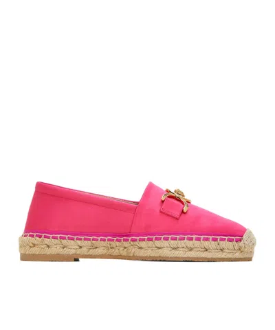 Versace Hemp Sole Flat Straw Woven Shoes In Red
