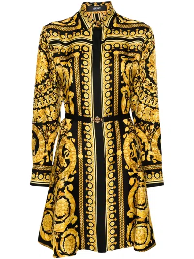 Versace Heritage Baroque-print Silk Minidress In Multi
