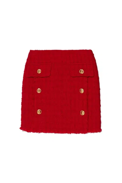 VERSACE HERITAGE MID-RISE TWEED MINI SKIRT