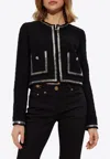 Versace Heritage Tweed Cardigan Jacket In Black