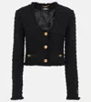 Versace Short Tweed Heritage Jacket In Black