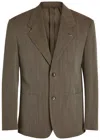 Versace Herringbone Wool Blazer In Brown