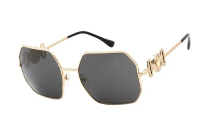 Pre-owned Versace Hexagon Sunglasses In Gold (ve2248/100287)
