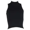 Versace High Neck Sleeveless Top In Black Mohair In Black