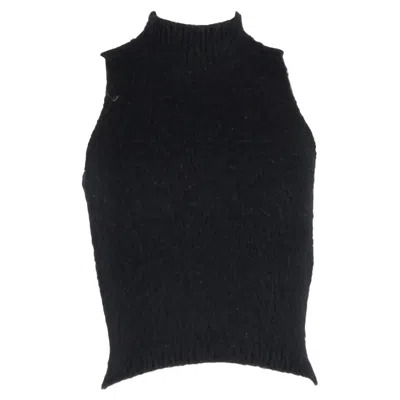 Versace High Neck Sleeveless Top In Black Mohair