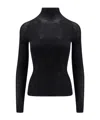 Versace Chenille Top With Half Nec In Black