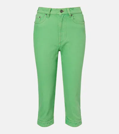 Versace High-rise Capri Jeans In Green