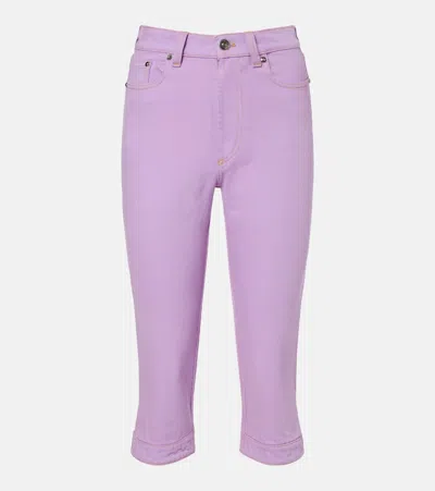 Versace High-rise Capri Jeans In Purple