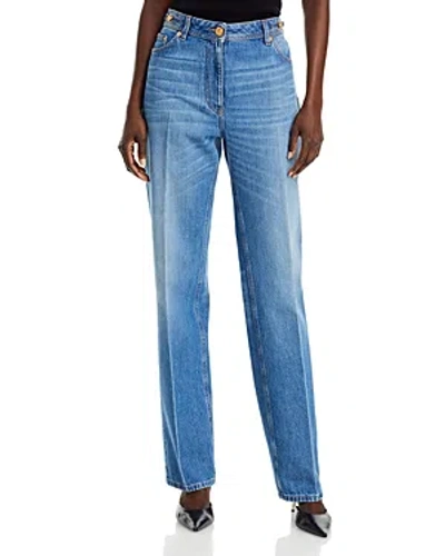 VERSACE HIGH RISE STONEWASH ANKLE JEANS IN MEDIUM BLUE