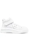 Versace White Perforated High Top Sneakers In White