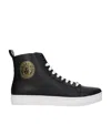Versace High-top Round-head Casual Sneakers In Black