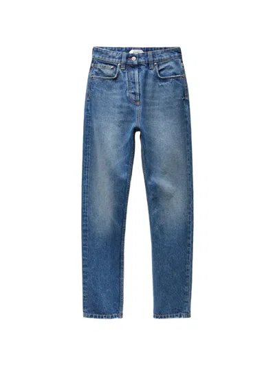 Versace High-waisted Straight-leg Light Blue Cotton Jeans