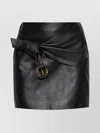 Versace High Waist Twisted Leather Skirt With Buckle In Black
