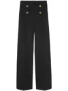Versace High-rise Wool-blend Wide-leg Pants In Schwarz