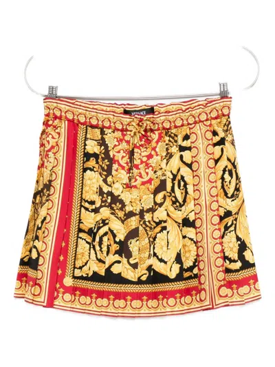 Versace High-waisted A-line Skirt With Baroque Print In Multi