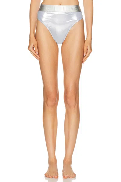 Versace High Waisted Bikini Bottom In Silver