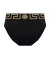 Versace Greca Border High-waist Swim Briefs In Black