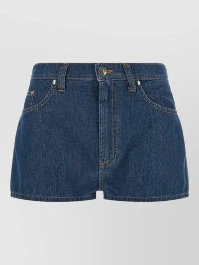 Versace High-rise Denim Shorts In Blue