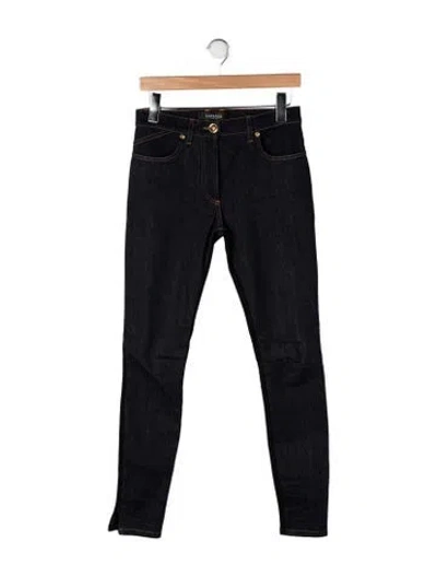 Pre-owned Versace High-rise Skinny Leg Jeans In Black