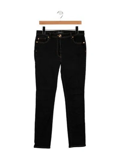 Pre-owned Versace High-rise Skinny Leg Jeans In Black