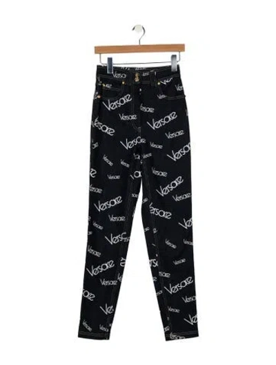 Pre-owned Versace High-rise Skinny Leg Jeans In Blue