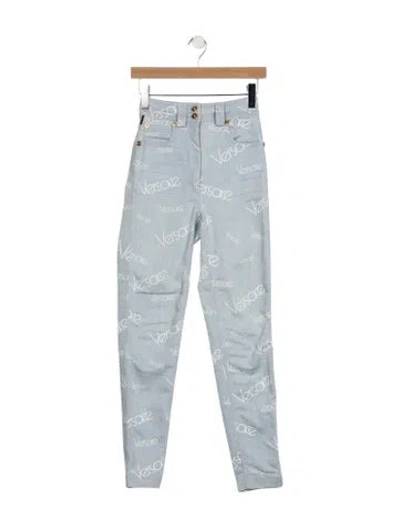 Pre-owned Versace High-rise Skinny Leg Jeans In Blue