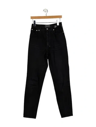 Pre-owned Versace High-rise Straight Leg Jeans In Black