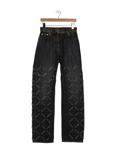 Pre-owned Versace High-rise Straight Leg Jeans In Black