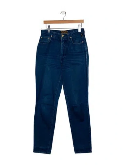 Pre-owned Versace High-rise Straight Leg Jeans In Blue