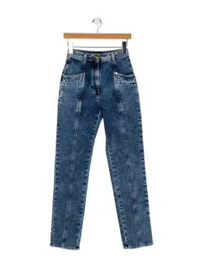 Pre-owned Versace High-rise Straight Leg Jeans In Blue