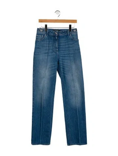 Pre-owned Versace High-rise Straight Leg Jeans In Blue