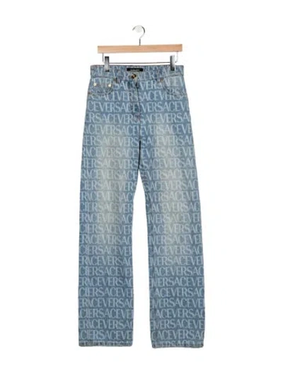 Pre-owned Versace High-rise Straight Leg Jeans In Blue
