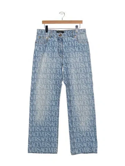 Pre-owned Versace High-rise Straight Leg Jeans In Blue