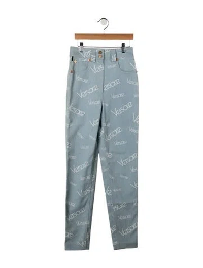 Pre-owned Versace High-rise Straight Leg Jeans In Blue