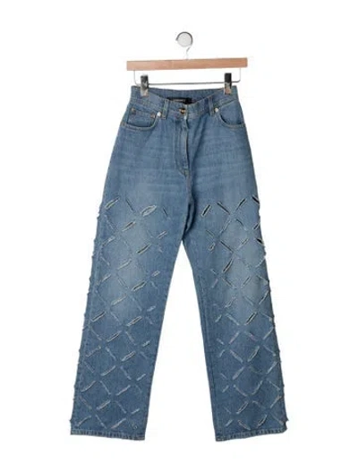Pre-owned Versace High-rise Straight Leg Jeans In Blue