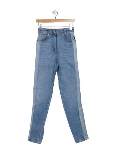 Pre-owned Versace High-rise Straight Leg Jeans In Blue