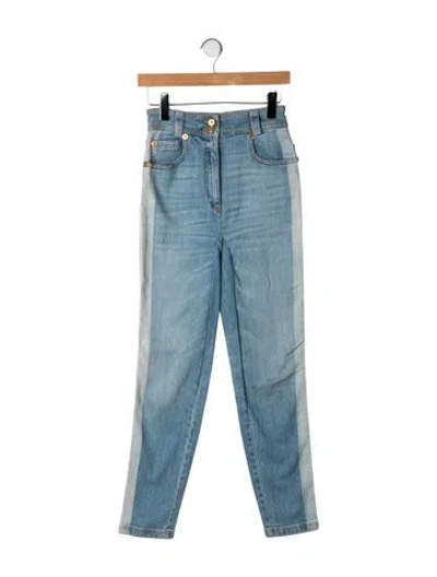 Pre-owned Versace High-rise Straight Leg Jeans In Blue