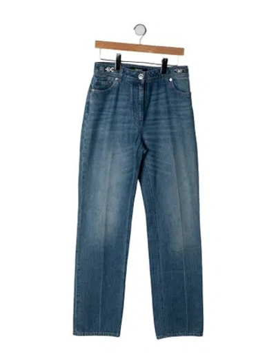 Pre-owned Versace High-rise Straight Leg Jeans In Blue