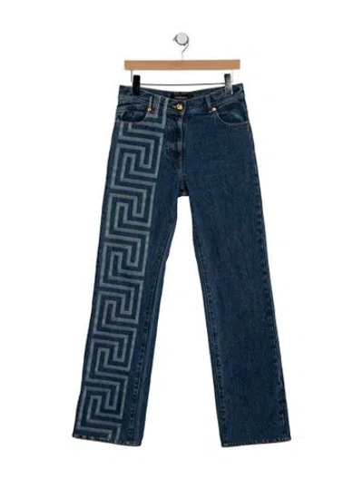 Pre-owned Versace High-rise Straight Leg Jeans In Blue