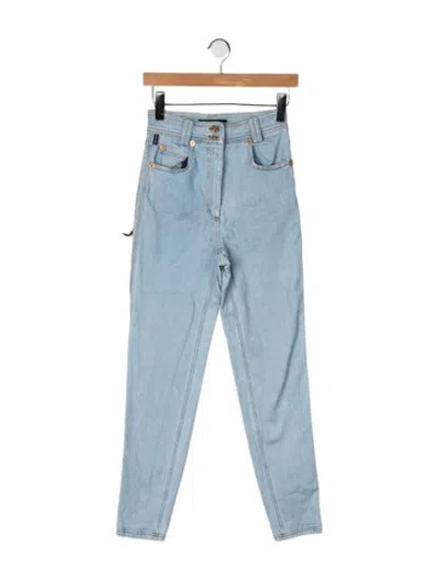 Pre-owned Versace High-rise Straight Leg Jeans In Blue