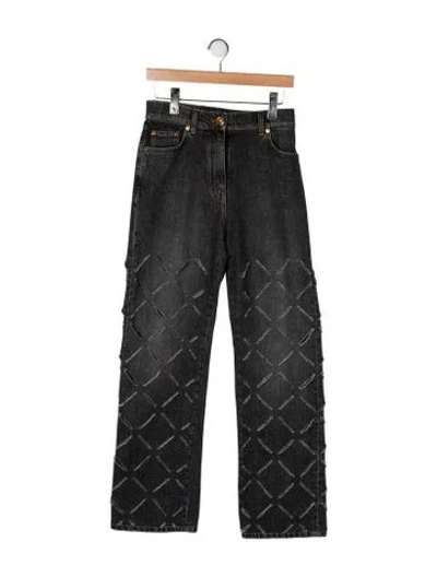 Pre-owned Versace High-rise Straight Leg Jeans In Gray