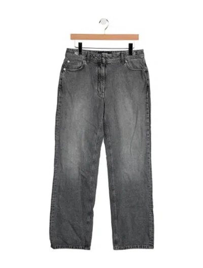 Pre-owned Versace High-rise Straight Leg Jeans In Grey