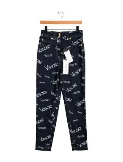 Pre-owned Versace High-rise Straight Leg Jeans W/ Tags In Blue