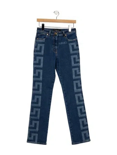 Pre-owned Versace High-rise Straight Leg Jeans W/ Tags In Blue